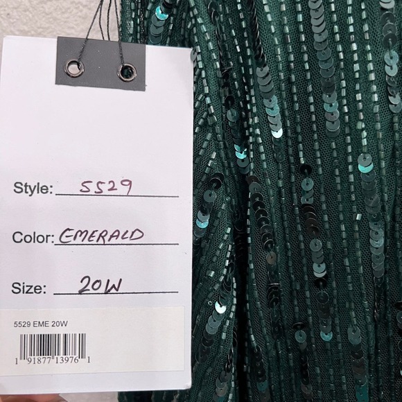 NEW $598 MAC DUGGAL 5529 EMERALD GREEN SEQUIN MIDI DRESS 5529 Plus Size … - Picture 14 of 16
